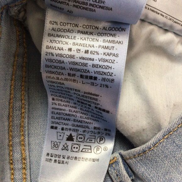 LEVI’S 710 jeans light blue super skinny mid rise stretchy denim distressed 27 - Picture 6 of 13